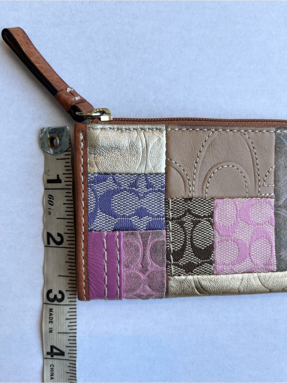 Vintage Coach Patchwork Y2K Card Holder Wallet Coin Keychain - Picture 4 of 5